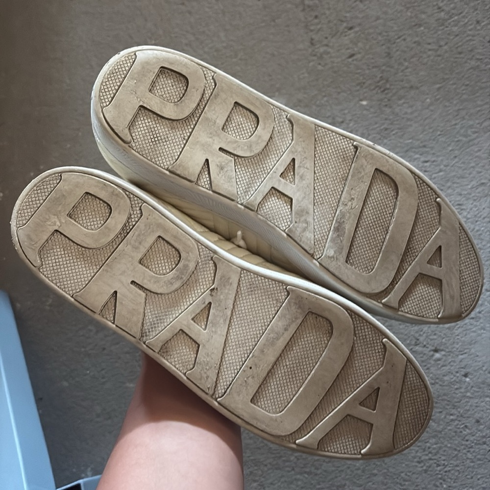 Prada Off-White Lace-Up Sneakers - Picture 5 of 8